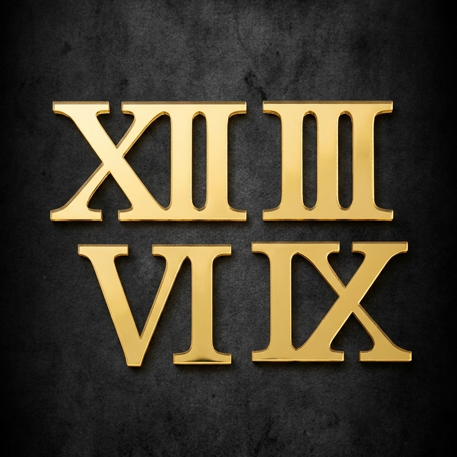 Acrylic Golden Cutting Number, 4 Digits, Roman Number