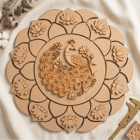 Peacock mandala Rangoli Base 49