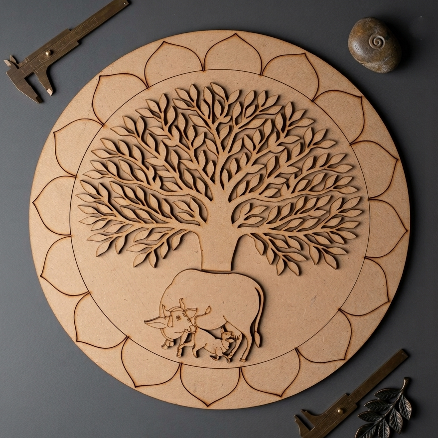 Round Base with Kamdheni with Tree cutout
