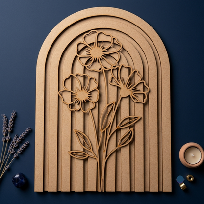 MDF arch wall decor layered floral base