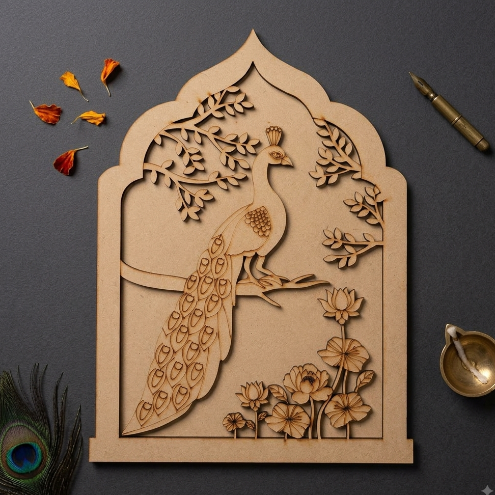 MDF Double Layer peacock on tree motif Jharokha 28