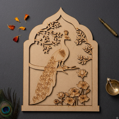 MDF Double Layer peacock on tree motif Jharokha 28