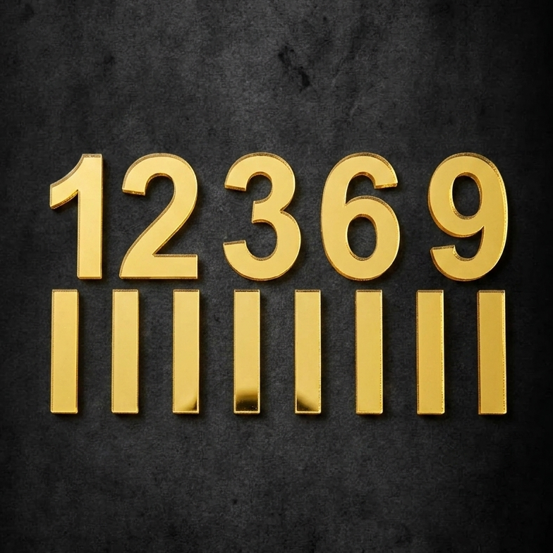 Acrylic Golden Cutting Number, Digits, Numeric Number