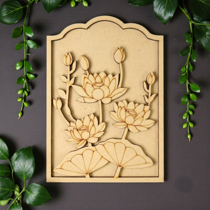 MDF Double Layer Lotus Jharokha 24