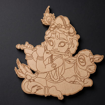 Krishna with cow 4 MDF Cutout
