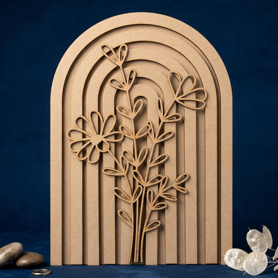 MDF arch wall decor layered floral base 1