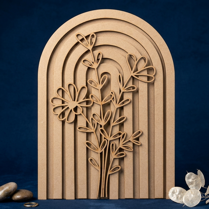 MDF arch wall decor layered floral base 1