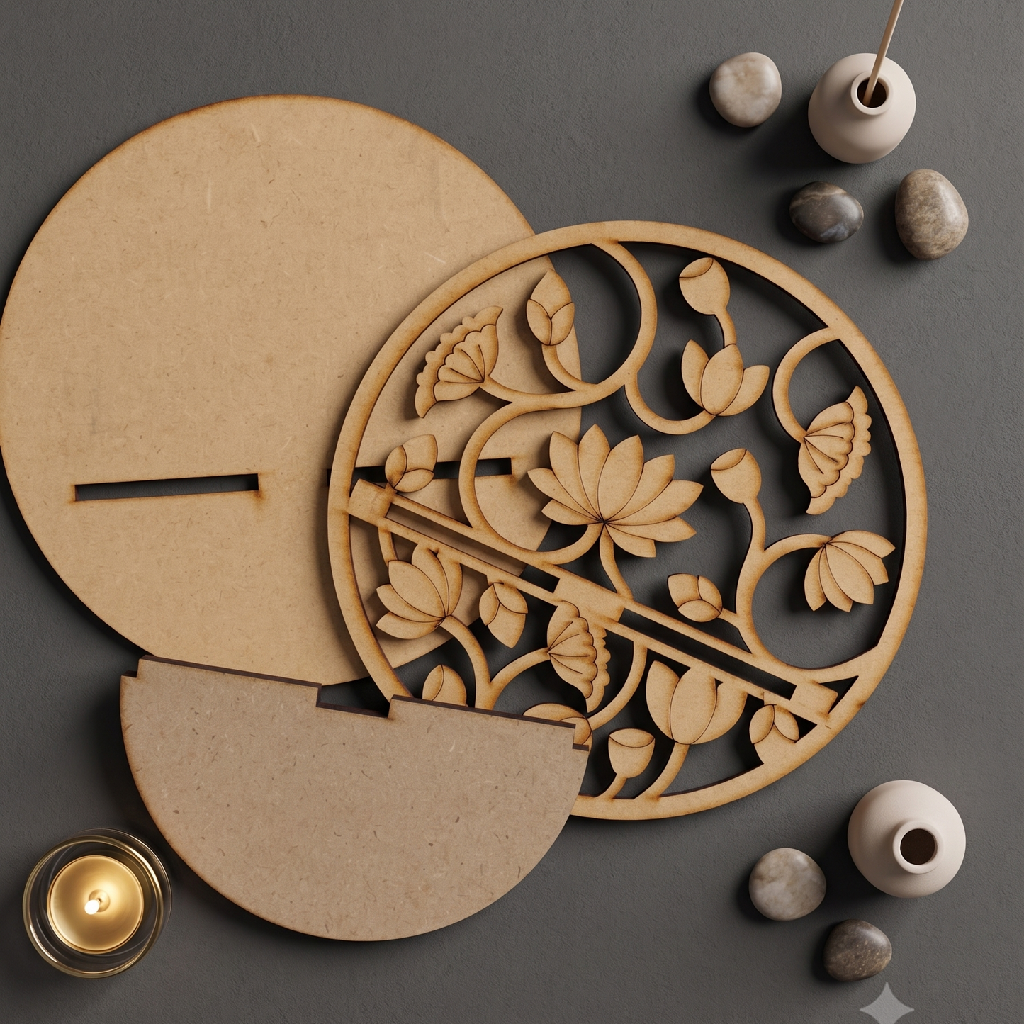 Pichwai Lotus Round T light holder