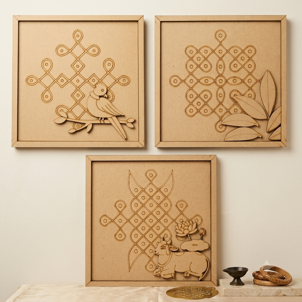 MDF Double Layer Kolam base set of 3