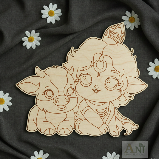 Krishna with cow 7 MDF Cutout