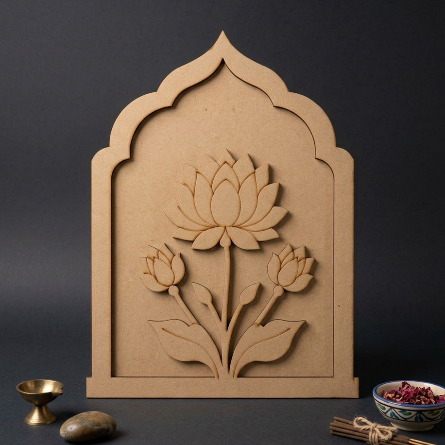 MDF Double Layer lotus motif Jharokha 27