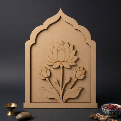 MDF Double Layer lotus motif Jharokha 27