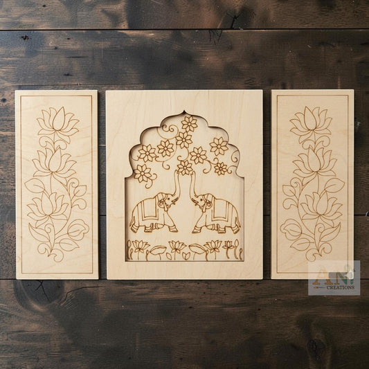 MDF Premarked Jharokha With  Panels Designs 3