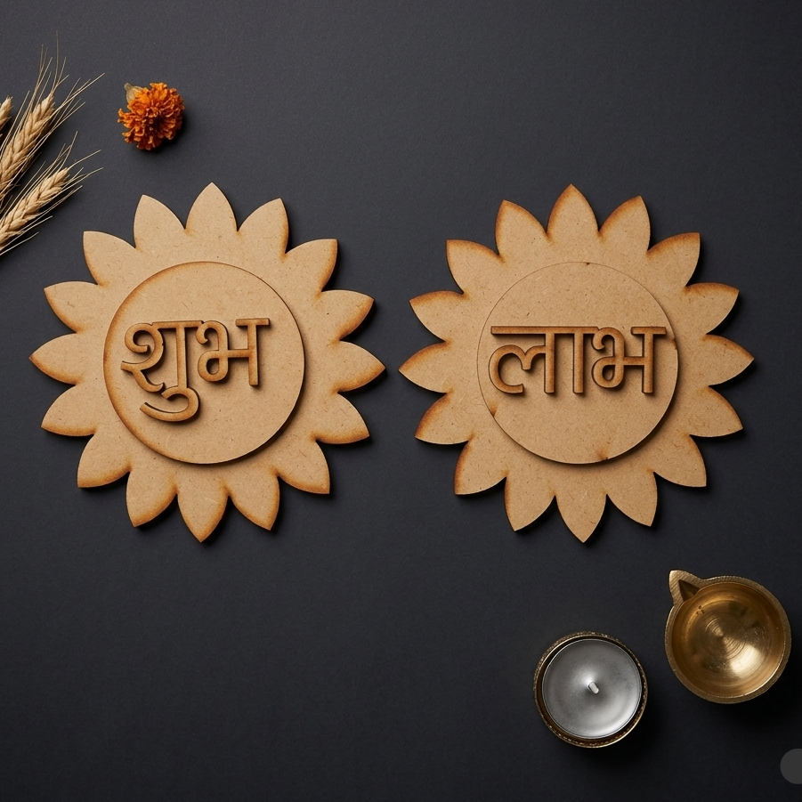 Floral double layer Shubh Labh MDF Design 32