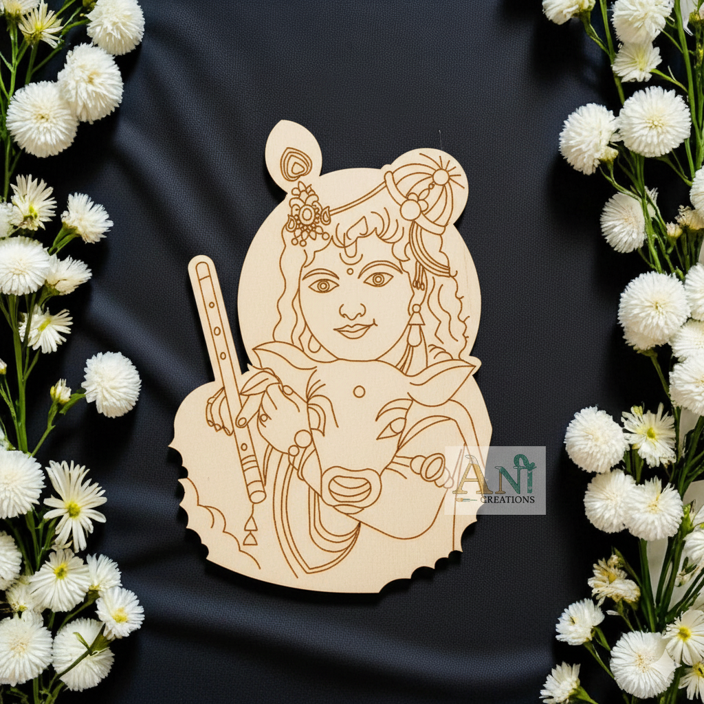 Krishna with cow 4 MDF Cutout