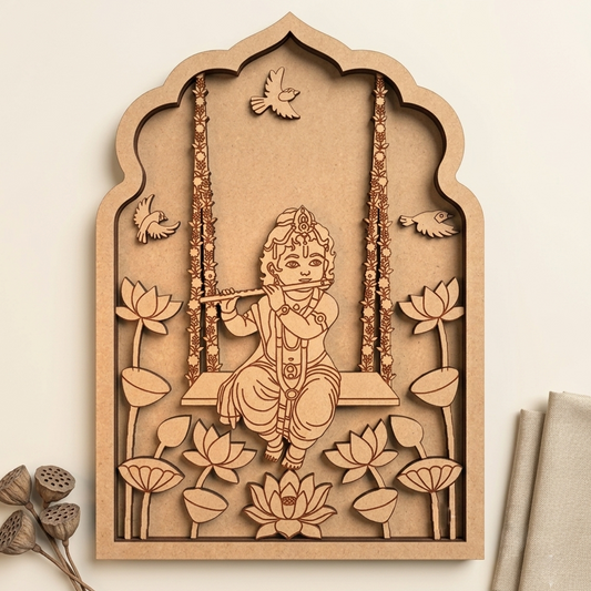 MDF Double Layer Baby krishna Lotus  Jharokha 31