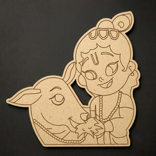 Krishna with cow 2 MDF Cutout