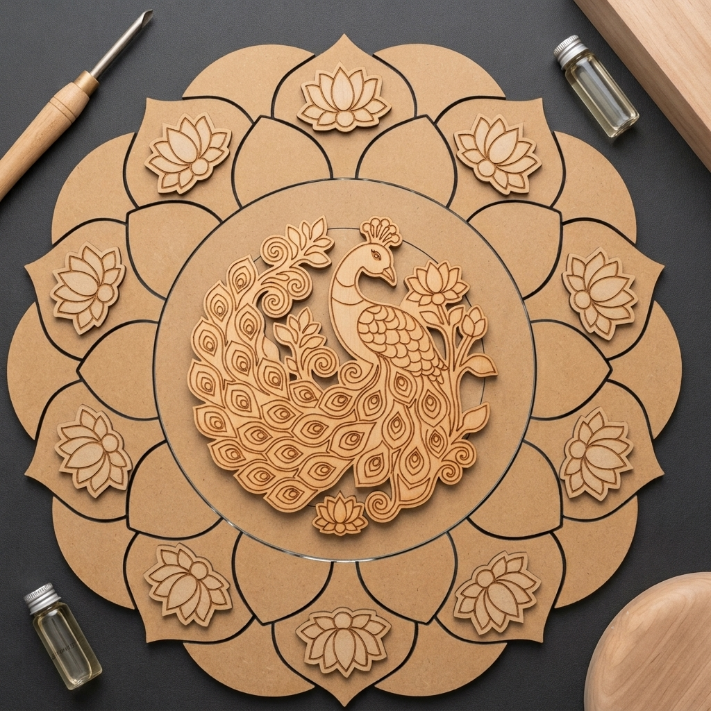 Peacock mandala Rangoli Base 49