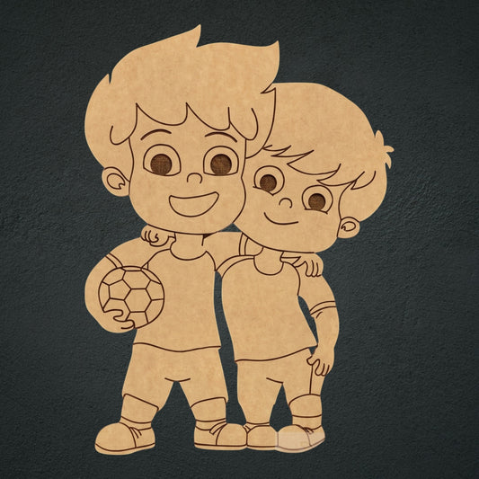 Boys With Football MDF Cutout