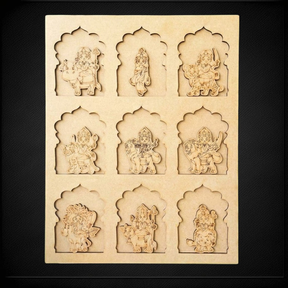 Pre Marked MDF Jharokha - Nav Durga