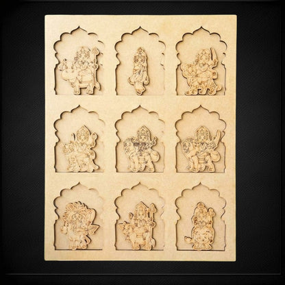 Pre Marked MDF Jharokha - Nav Durga