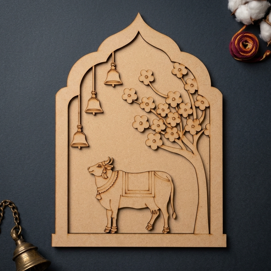 MDF Double Layer cow bell  Jharokha 25