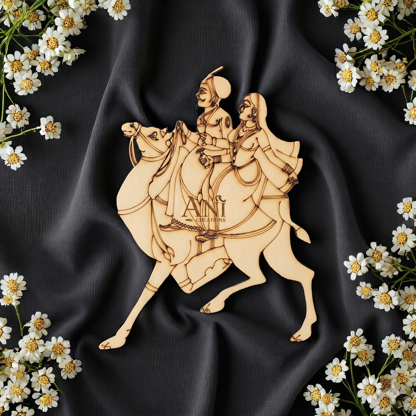 Rajasthani couple on camel MDF cutout