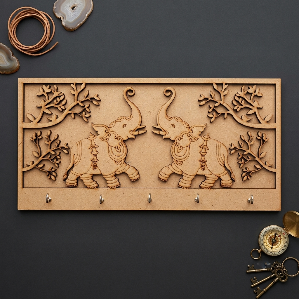 MDF Double Layer elephant Keyholder