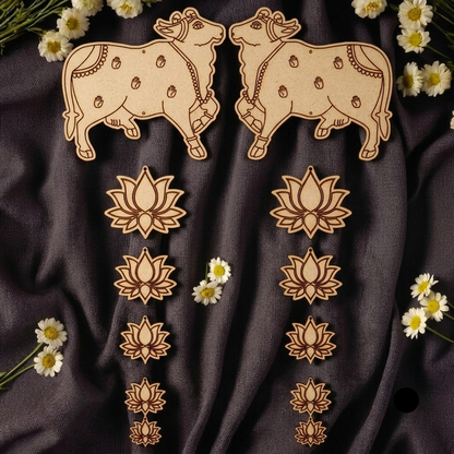 Cow with Lotus hanging MDF Cutout