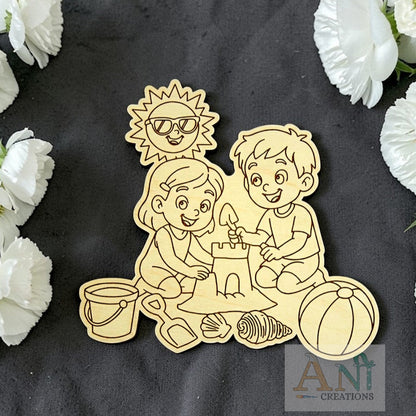 Kids Playing 4  MDF Cutout