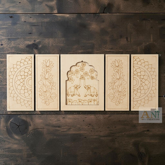 MDF Premarked Jharokha With  Panels Designs 4