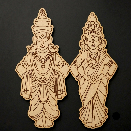Panduranga (Lord Vitthal) and Goddess Rukmini Mdf Cutout