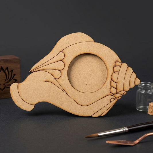 MDF Premarked Shanku Shankh With Hand T-Light Holder