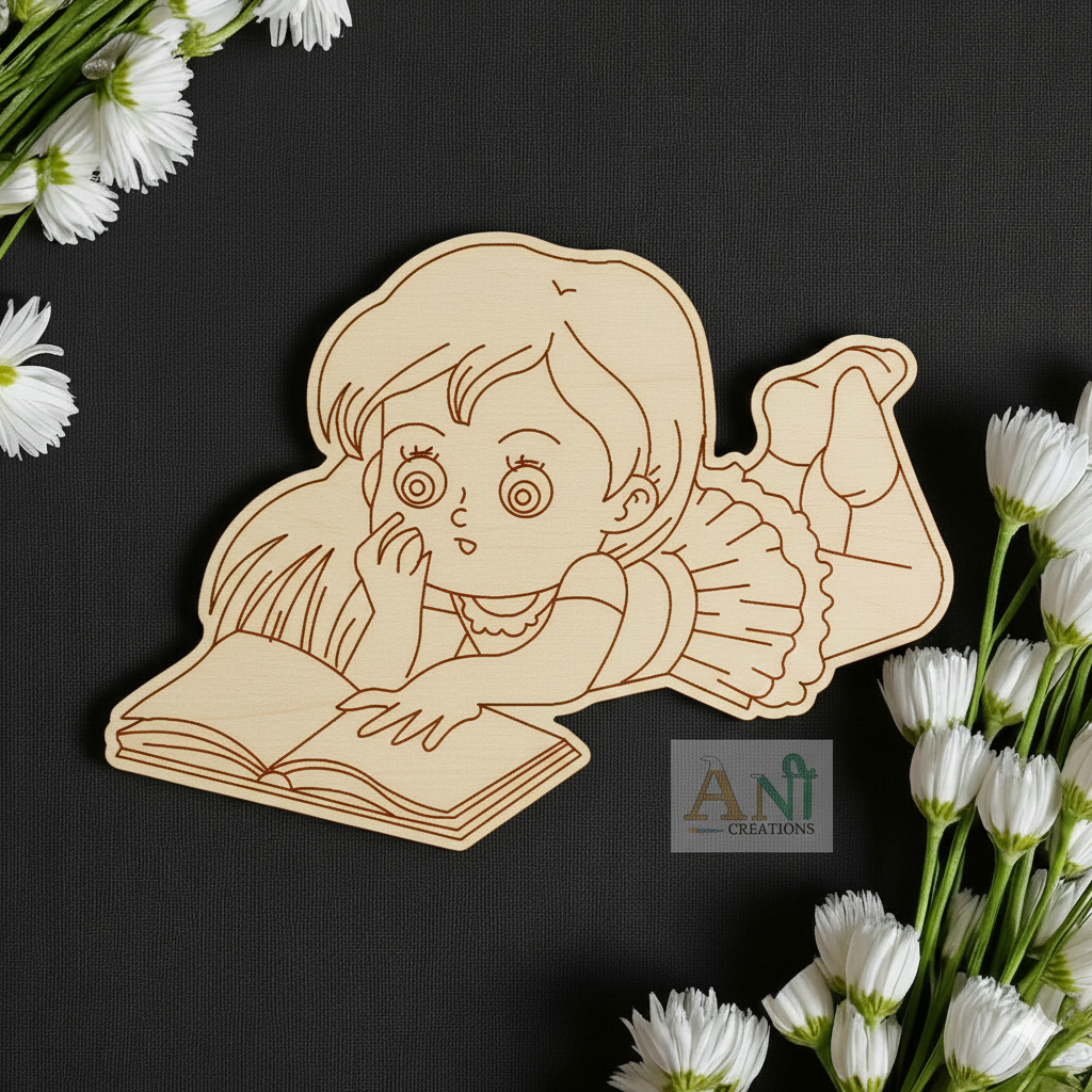 Young Girl Reading  MDF Cutout