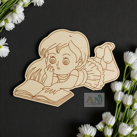 Young Girl Reading  MDF Cutout