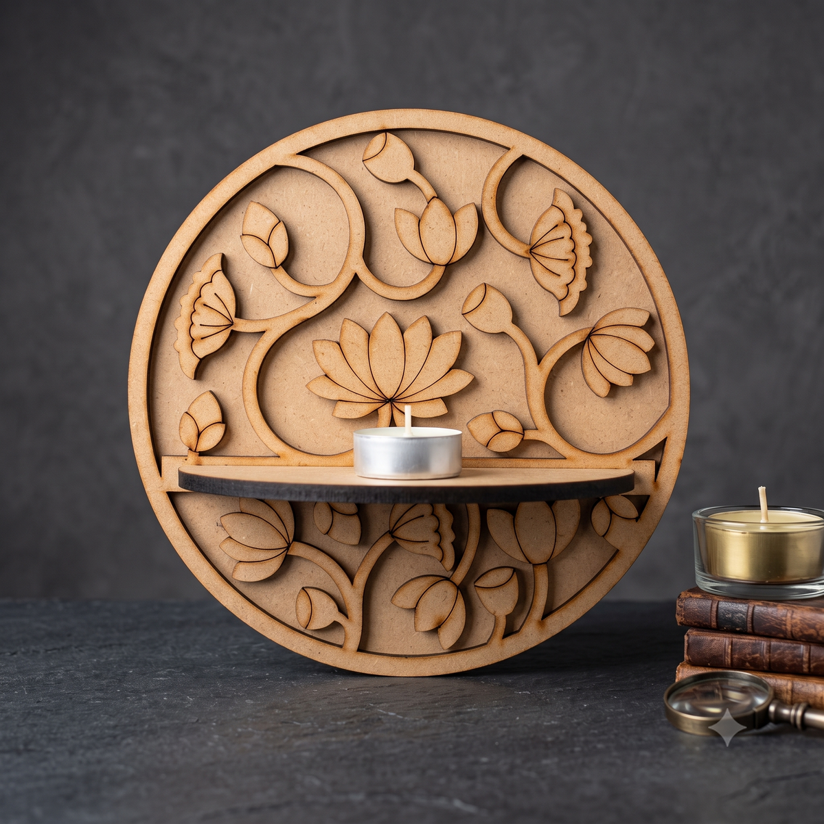 Pichwai Lotus Round T light holder