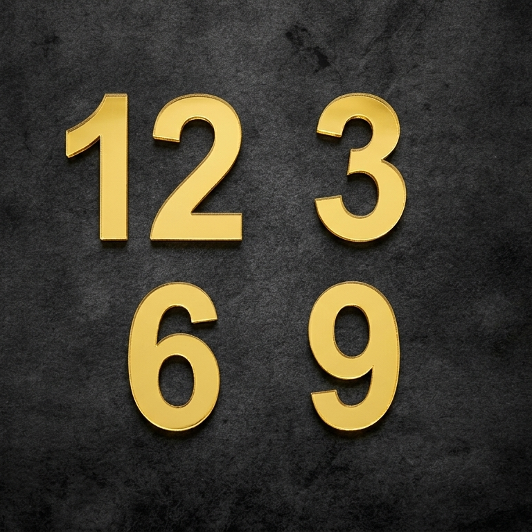 Acrylic Golden Cutting Number, 4 Digits, Numeric Number
