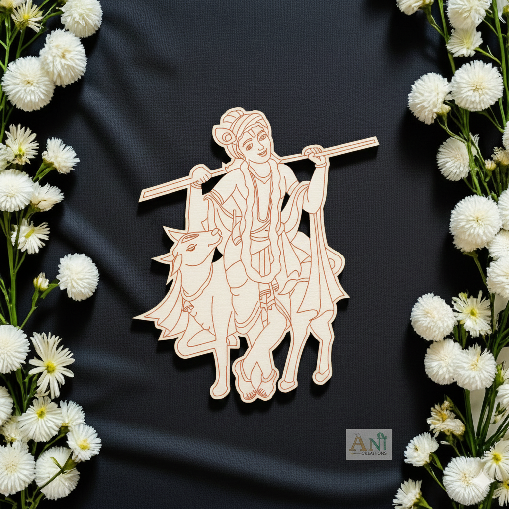 Krishna with cow 6 MDF Cutout