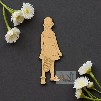 Girl Tennis Player MDF Cutout