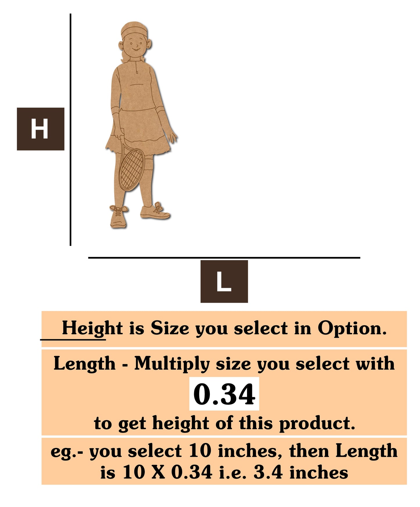 Girl Tennis Player MDF Cutout