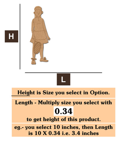 Girl Tennis Player MDF Cutout