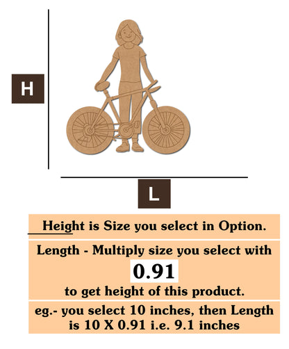 Girl With Bicycle MDF Cutout