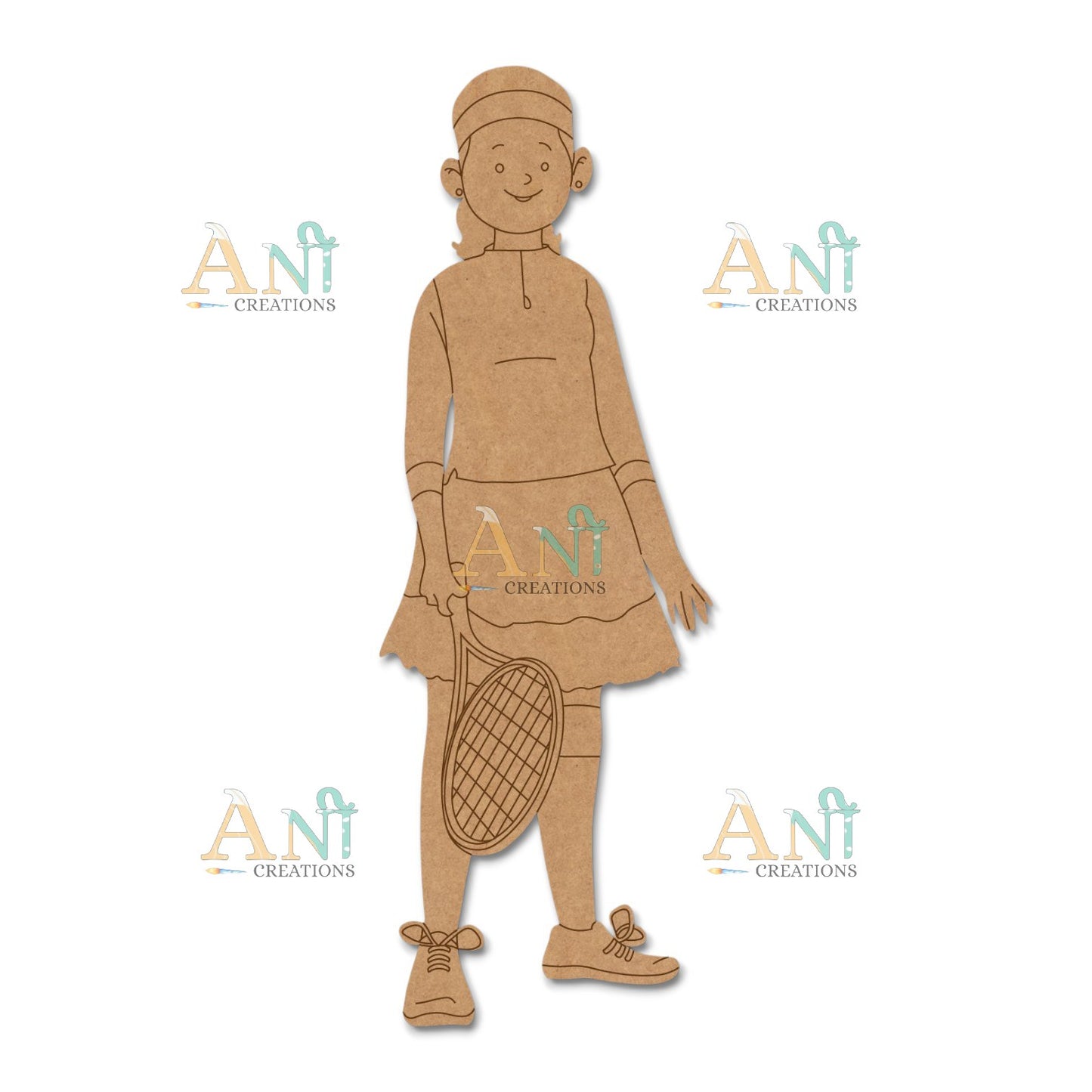 Girl Tennis Player MDF Cutout