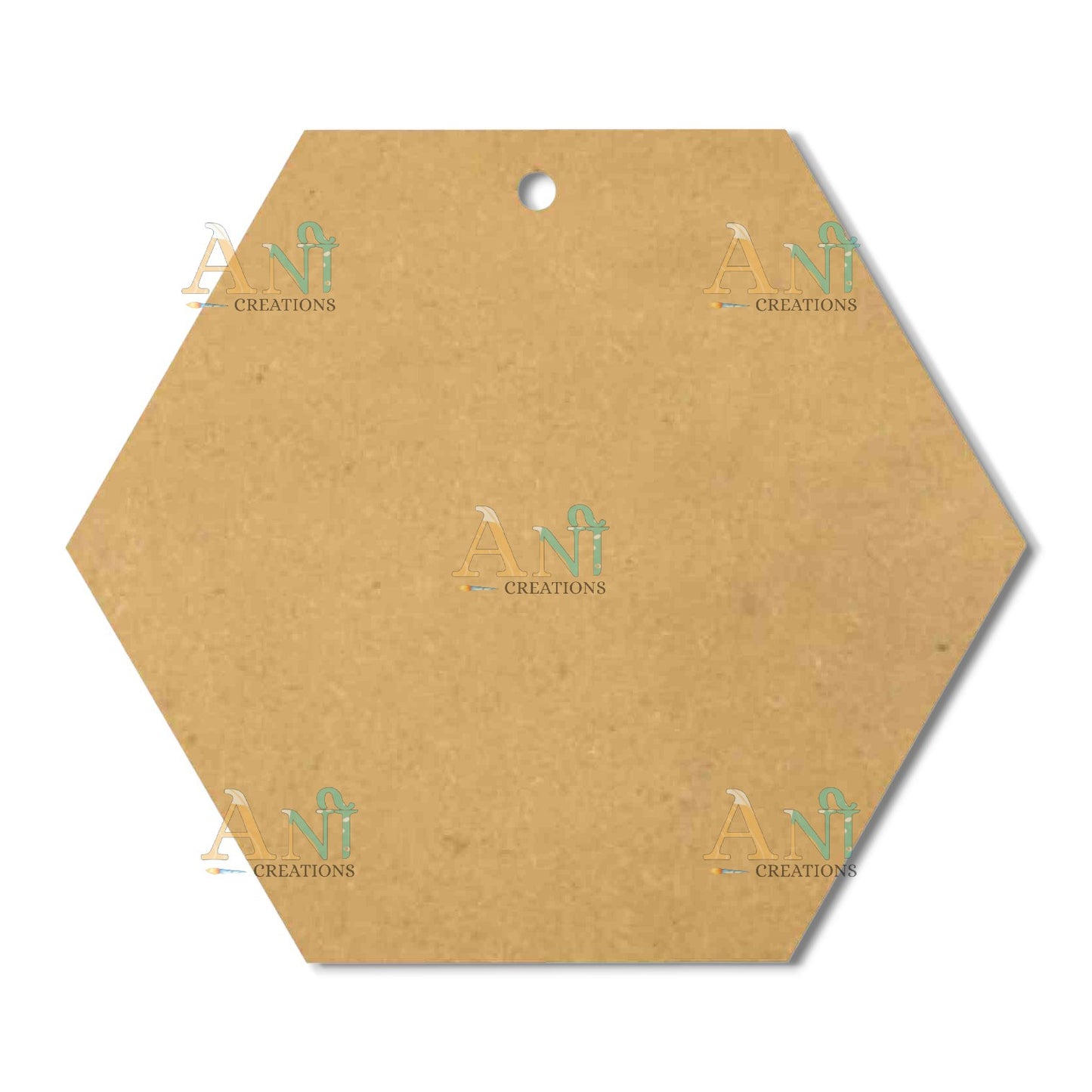 Hexagon Shape Base With 1 Hole Cutout MDF Design