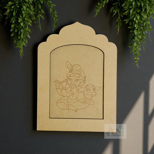 Jharokha premarked krishna with cow MDF