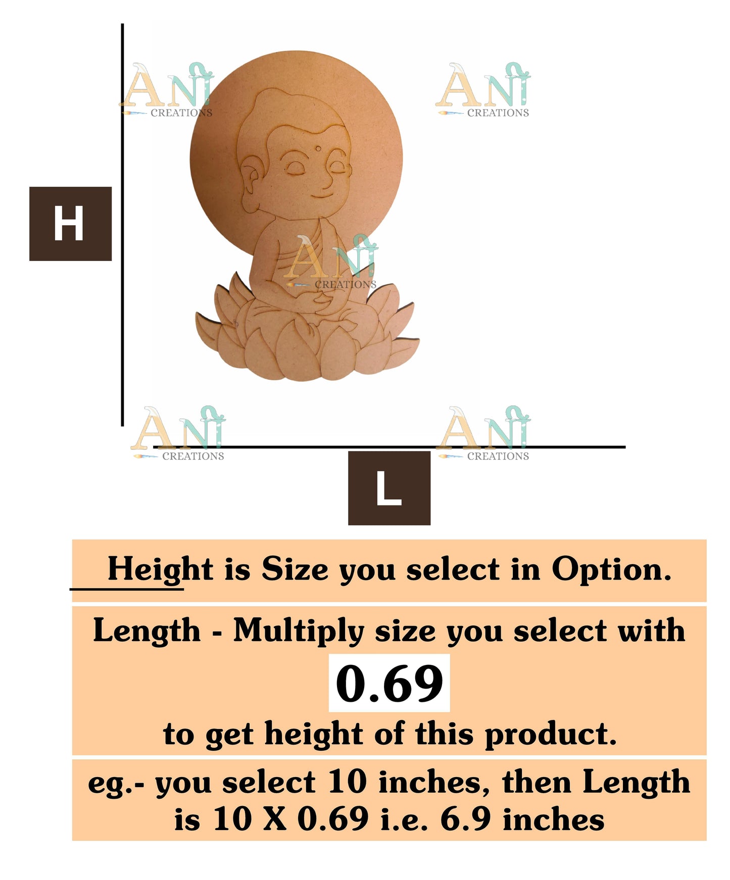 Baby Budhha MDF Cutout