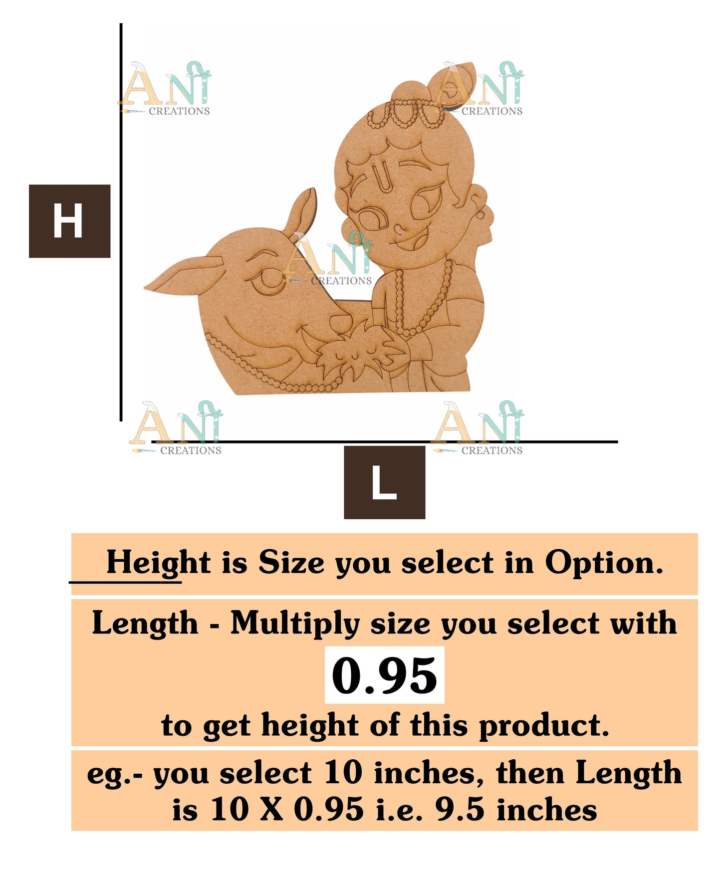 Krishna with cow 2 MDF Cutout