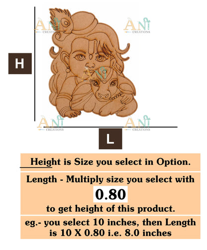 Krishna with cow 3 MDF Cutout