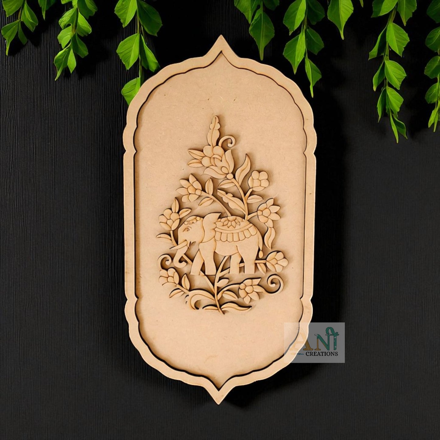 Elephant Floral Motif Pre Marked Cutout