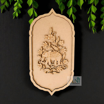 Elephant Floral Motif Pre Marked Cutout